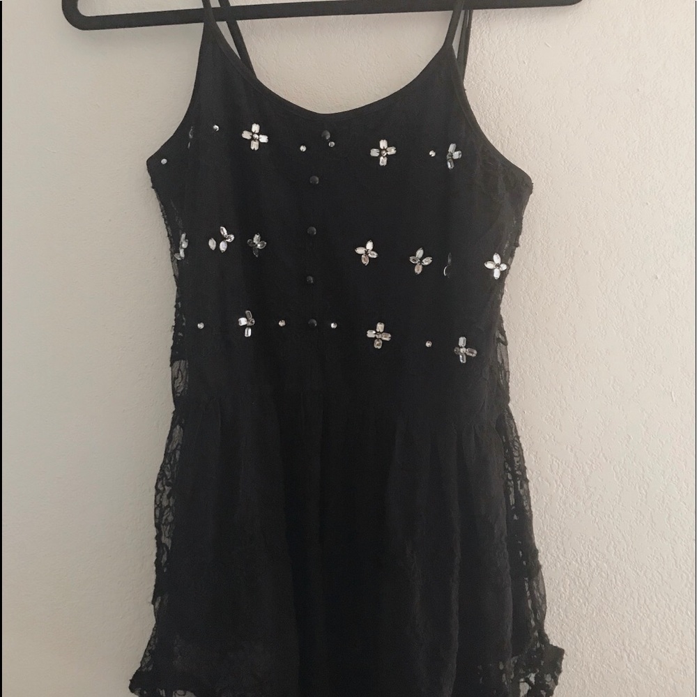 black sequin lace dress